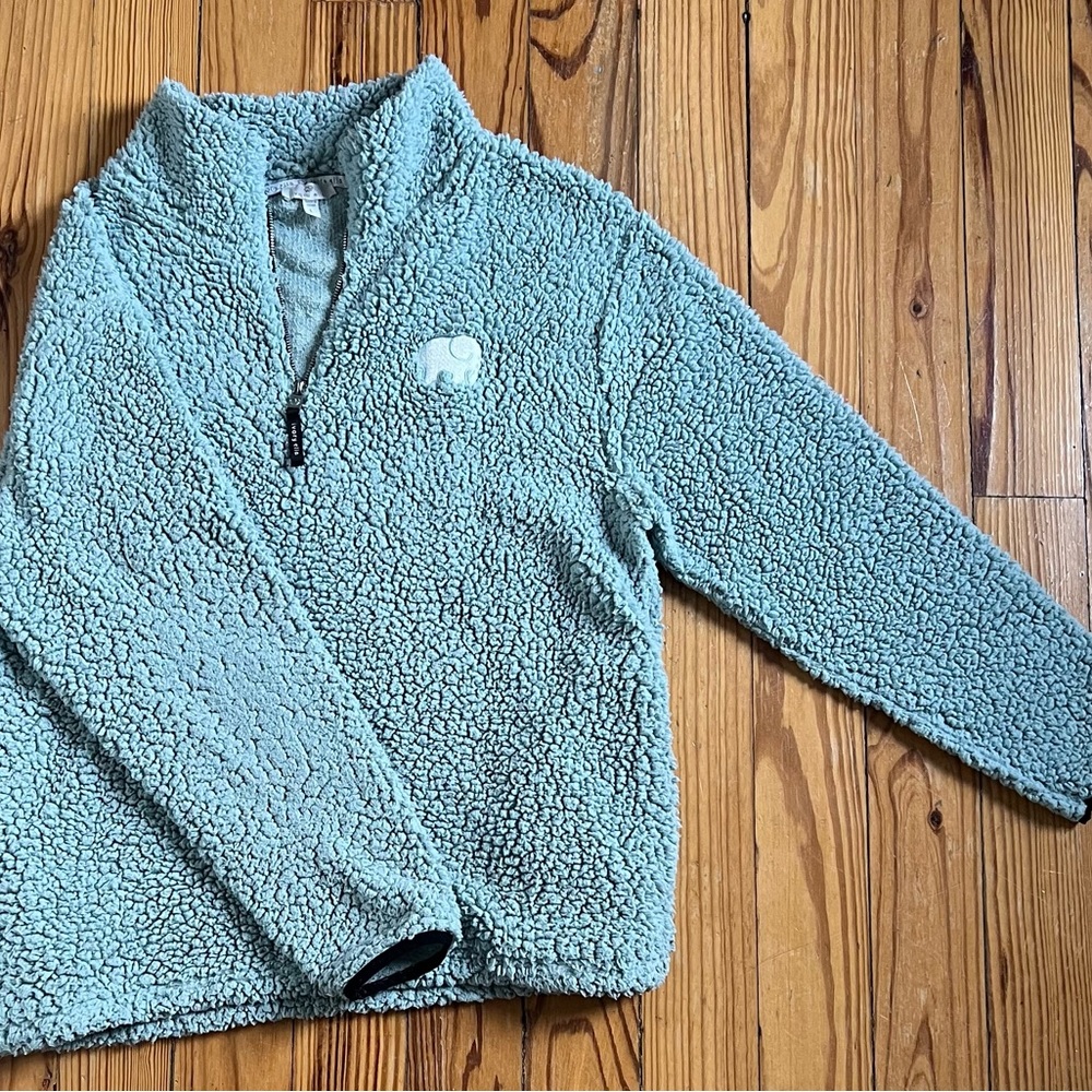 Ivory Ella quarter zip sherpa jacket